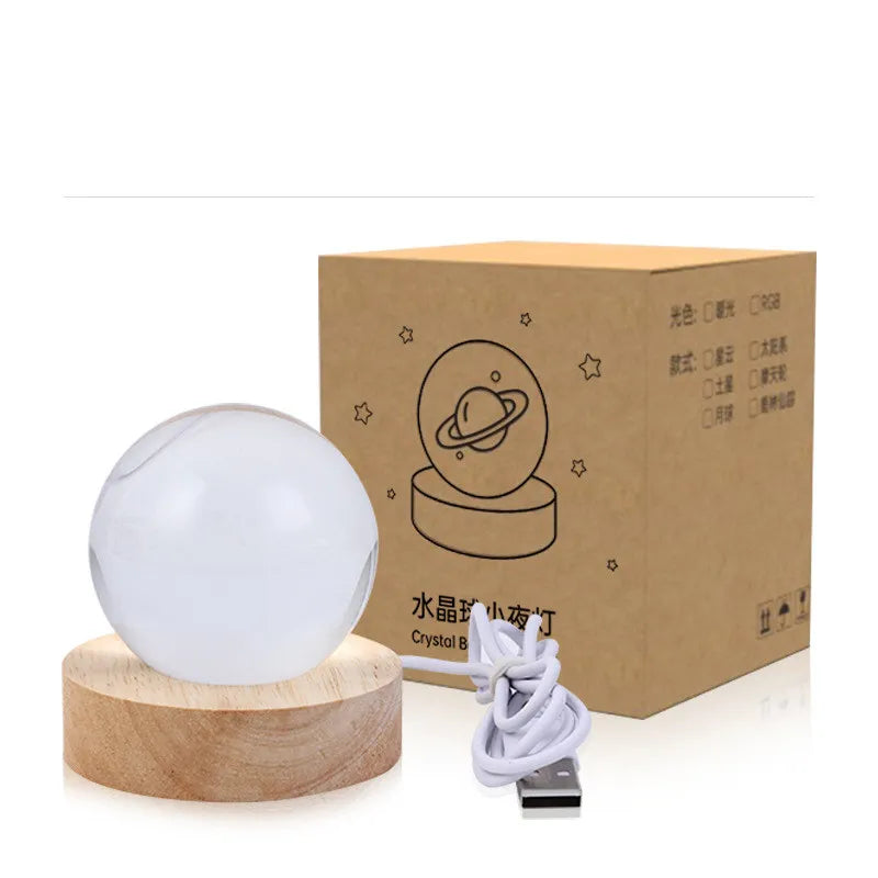 3D Crystal Ball Galaxy Night Light