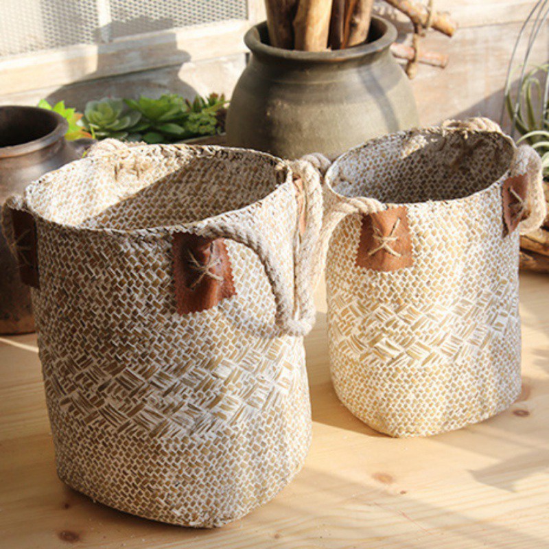 Handwoven Seagrass Storage Basket Home Decor