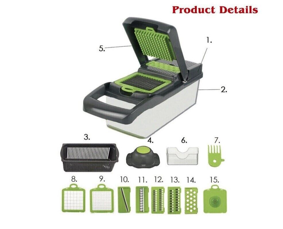 15-in-1 Vegetable Chopper & Food Slicer – Multi-Function Kitchen Cutter