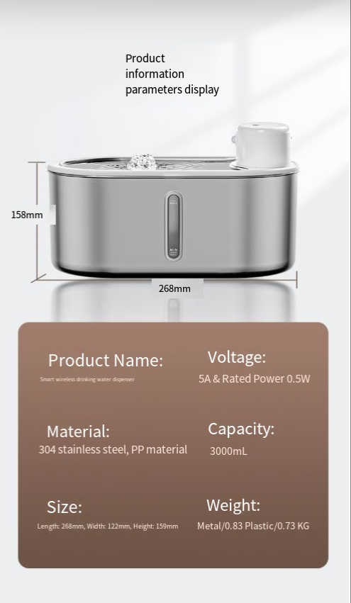 Stainless Steel Infrared Automatic Pet Fountain