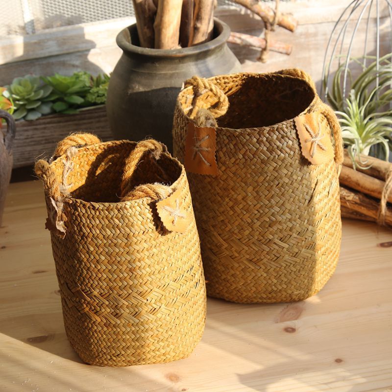 Handwoven Seagrass Storage Basket Home Decor