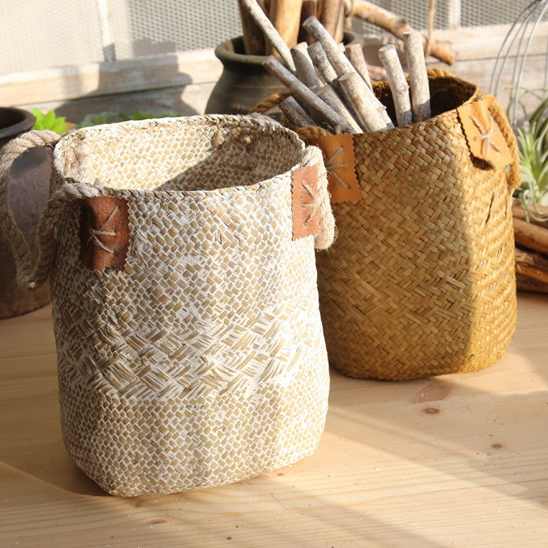 Handwoven Seagrass Storage Basket Home Decor