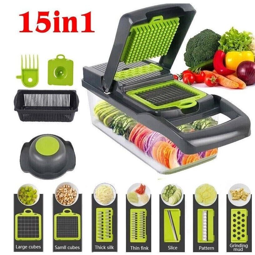 15-in-1 Vegetable Chopper & Food Slicer – Multi-Function Kitchen Cutter