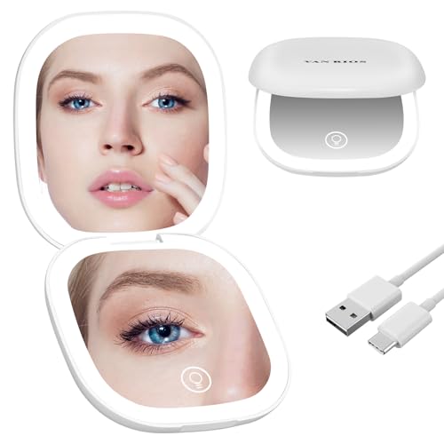 VANRIOS LED Compact Mirror 15x Magnifying Travel