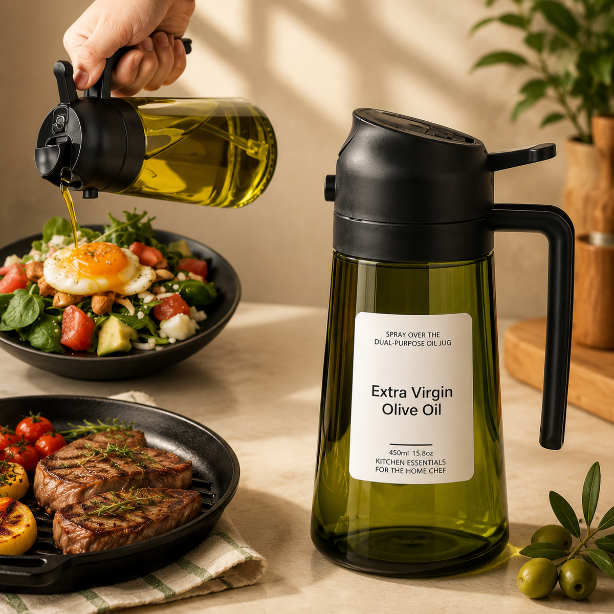 Glass Olive Oil Sprayer Bottle 450ml