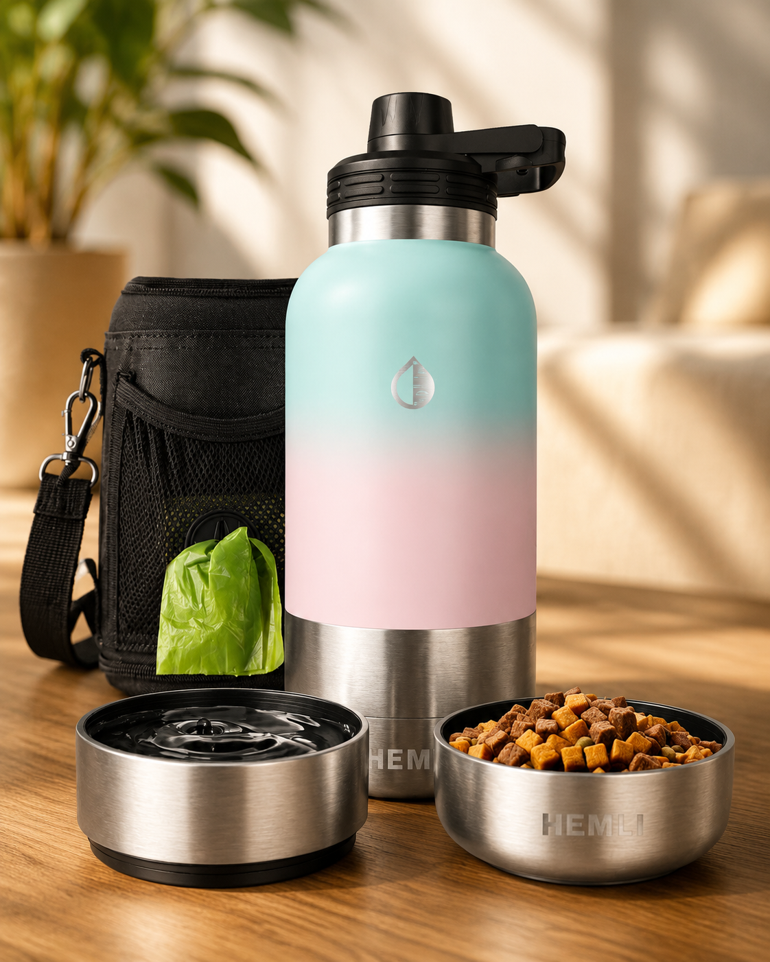 Portable Dog Water Bottle with Travel Bowl