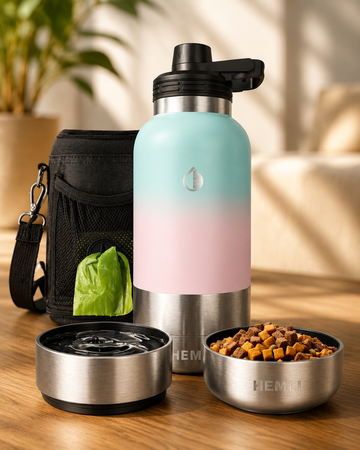 Portable Dog Water Bottle with Travel Bowl