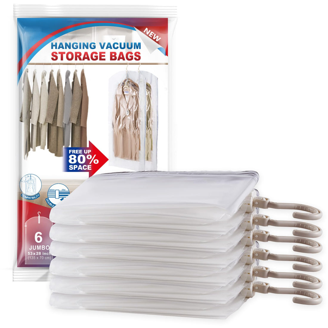 Hanging Vacuum Storage Bags 6-Pack