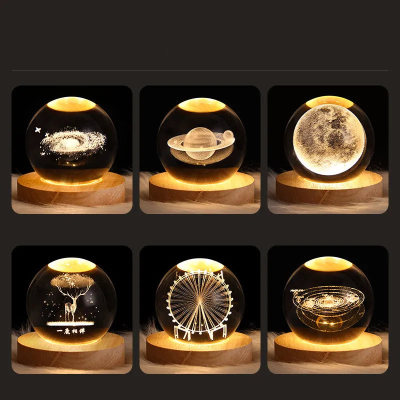 3D Crystal Ball Galaxy Night Light