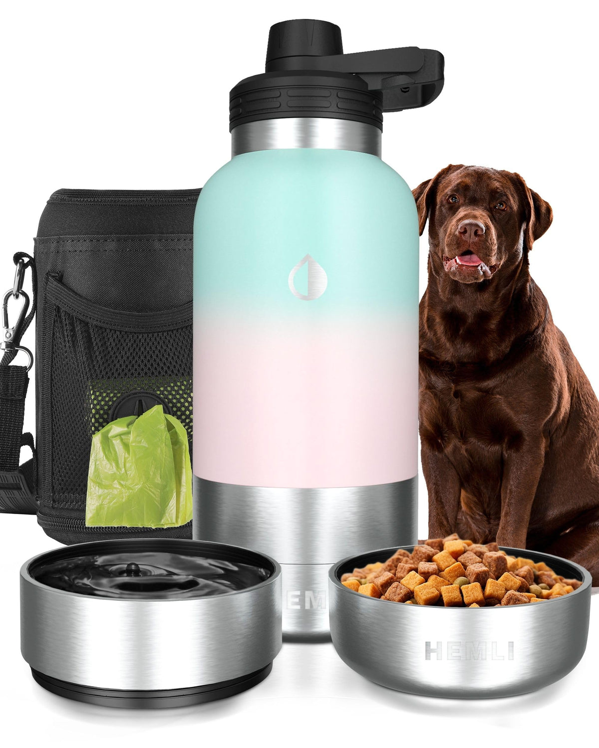 Portable Dog Water Bottle with Travel Bowl